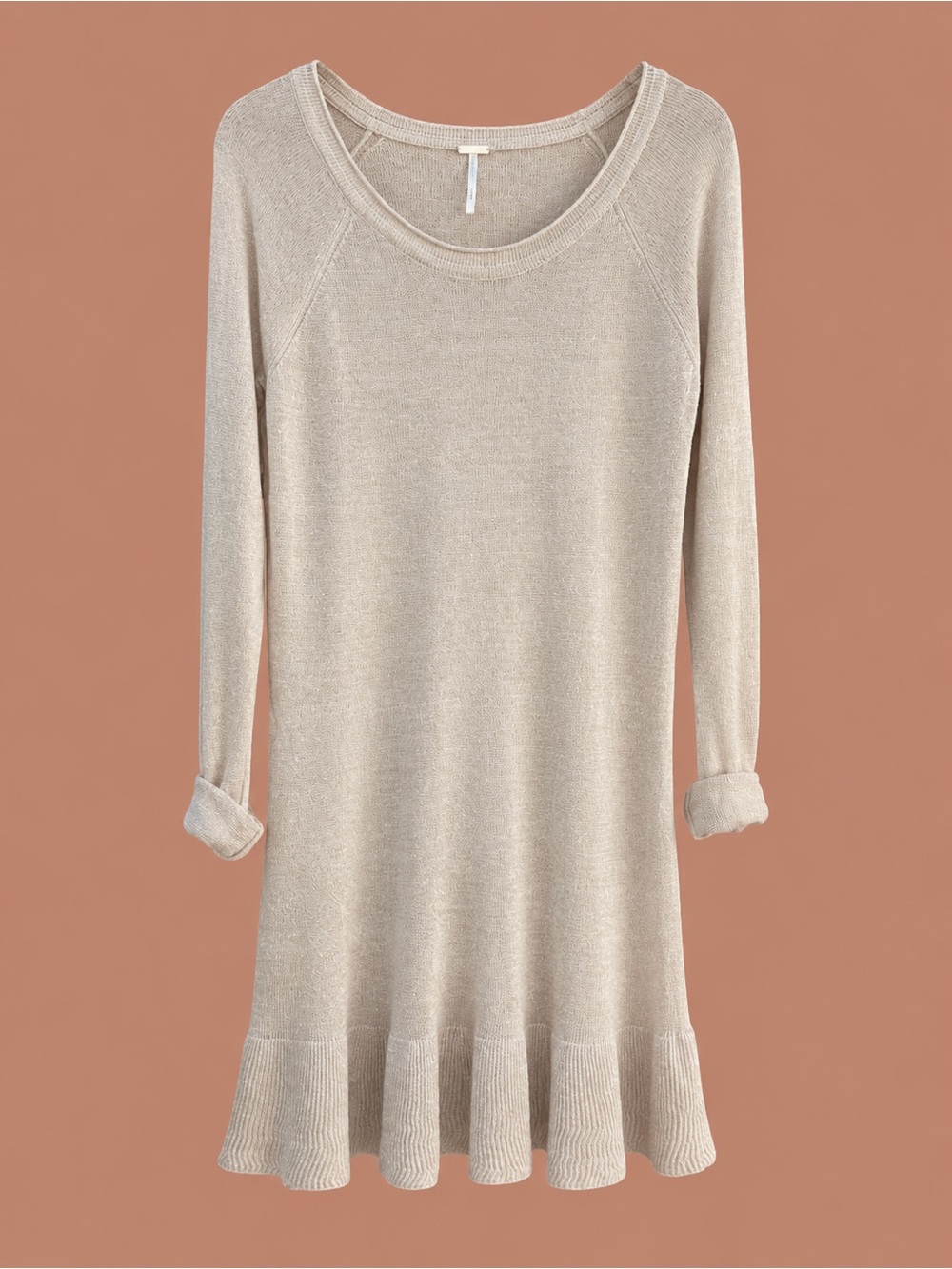 Free People Beach 🏝️ Linen Swimsuit Tunic Cover-up w/Ruffle in Sand - S
